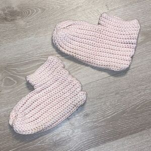 Handmade Cozy Pink Crochet Adult Booties